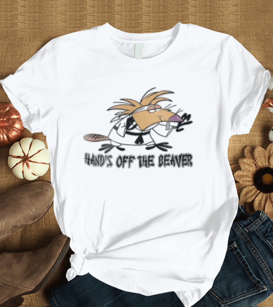 Hands Off The Beaver Cartoon Rodent Martial Arts Karate Gi Stance T-Shirt