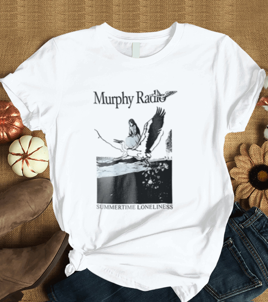 Murphy Radio Summertime Loneliness Woman On Flying Crane At Shore Line T-Shirt