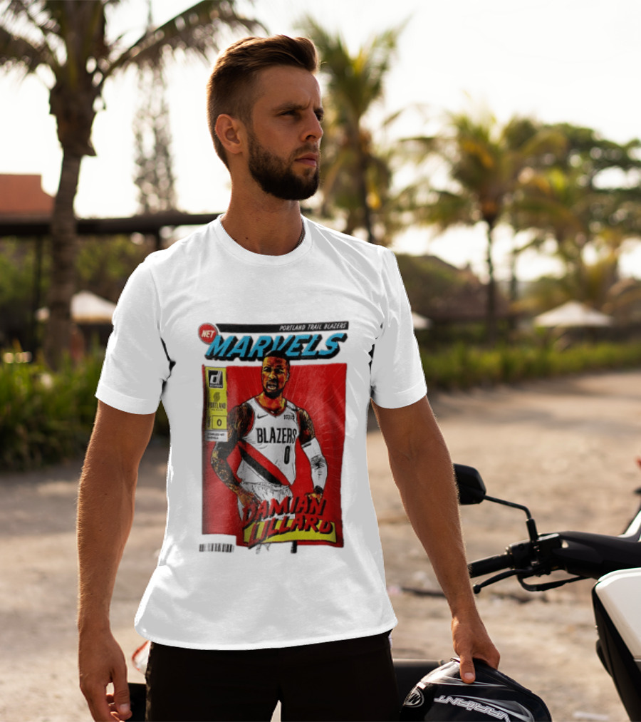 Portland Trail Blazers Net Marvels Damian Lillard Comic Cover NBA Issue 0 Halftone T-Shirt
