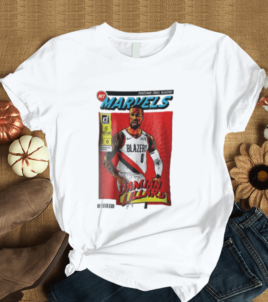 Portland Trail Blazers Net Marvels Damian Lillard Comic Cover NBA Issue 0 Halftone T-Shirt