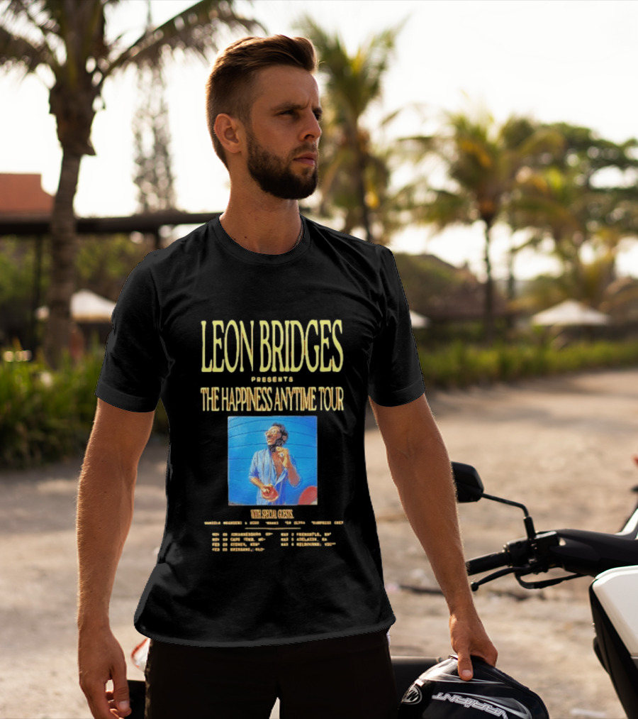 Leon Bridges Presents The Happiness Anytime Tour 2026 With Special Guests Tour Dates Chicago Los Angeles Atlanta T-Shirt