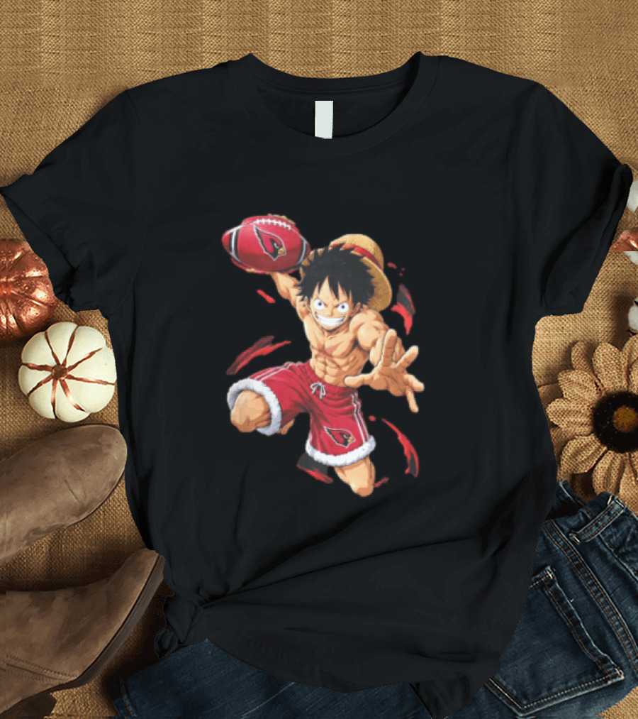 Arizona Cardinals Straw Hat Anime Football Player Action T-Shirt