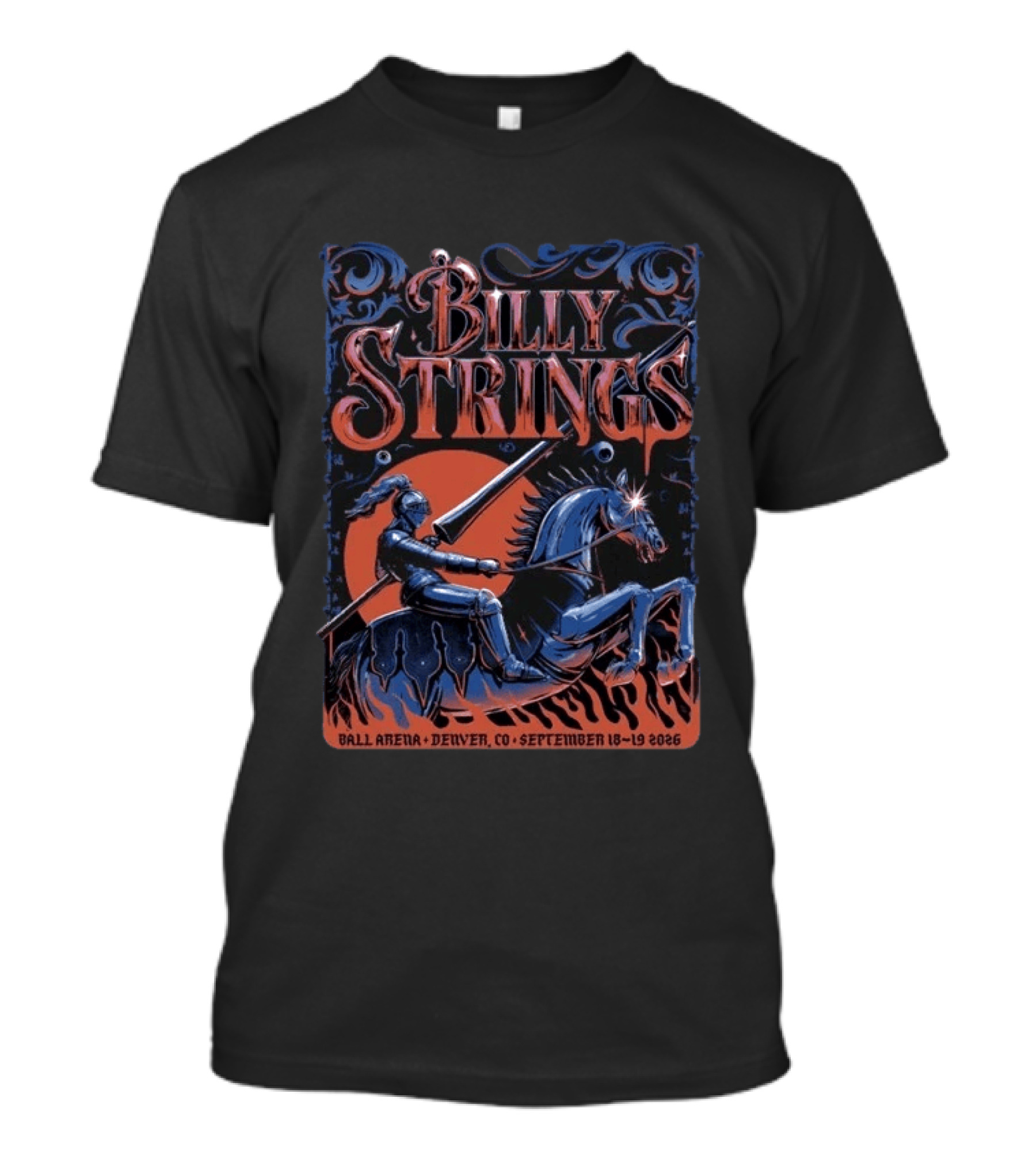 Billy Strings Ball Arena Denver CO September 18 19 2026 Lewy Jones Knight On Horseback T-Shirt