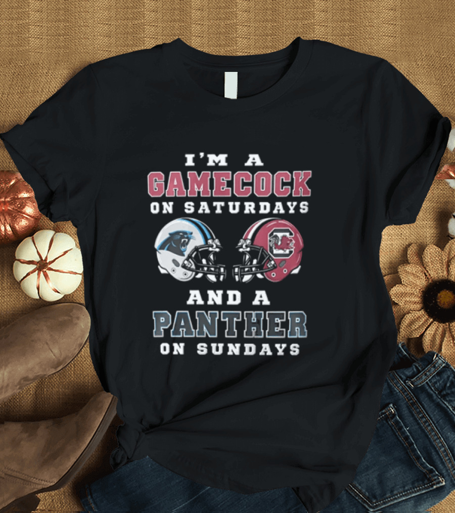 I'm A Gamecock On Saturdays And A Panther On Sundays Football Helmet T-Shirt