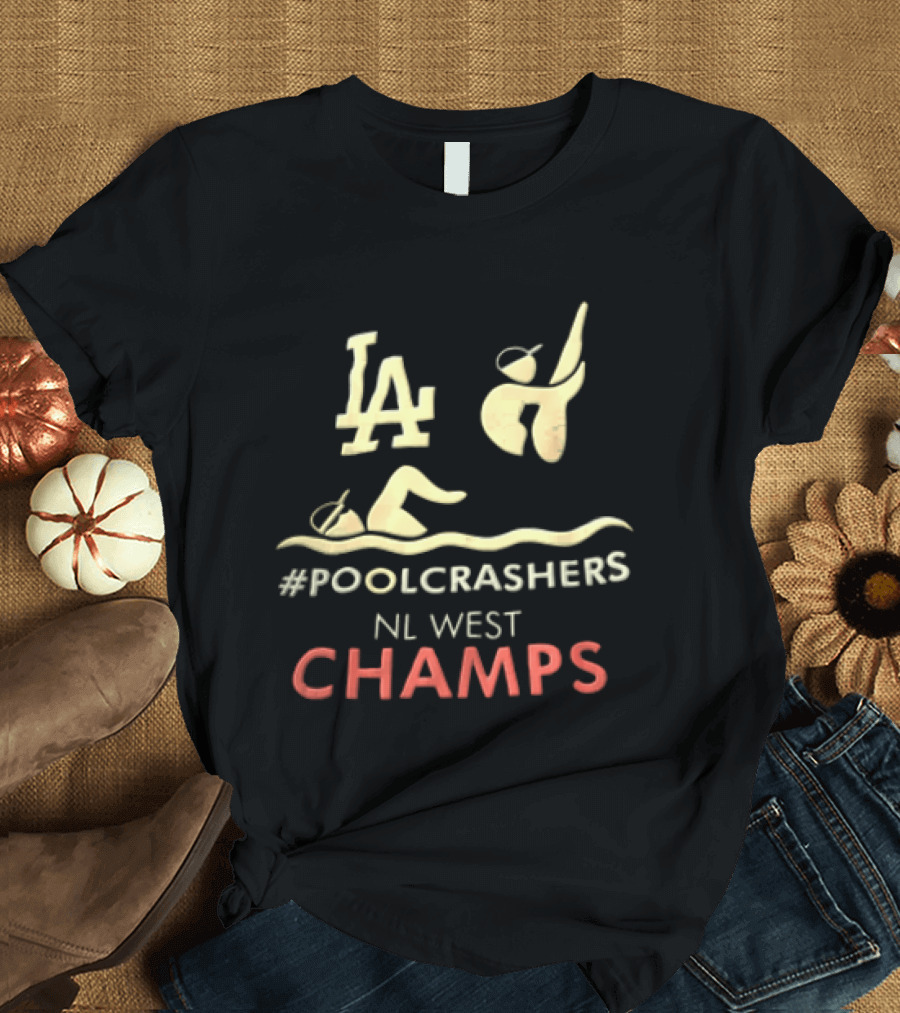 LA Dodgers NL West Champs Poolcrashers Swimmer Diver Water Wave T-Shirt
