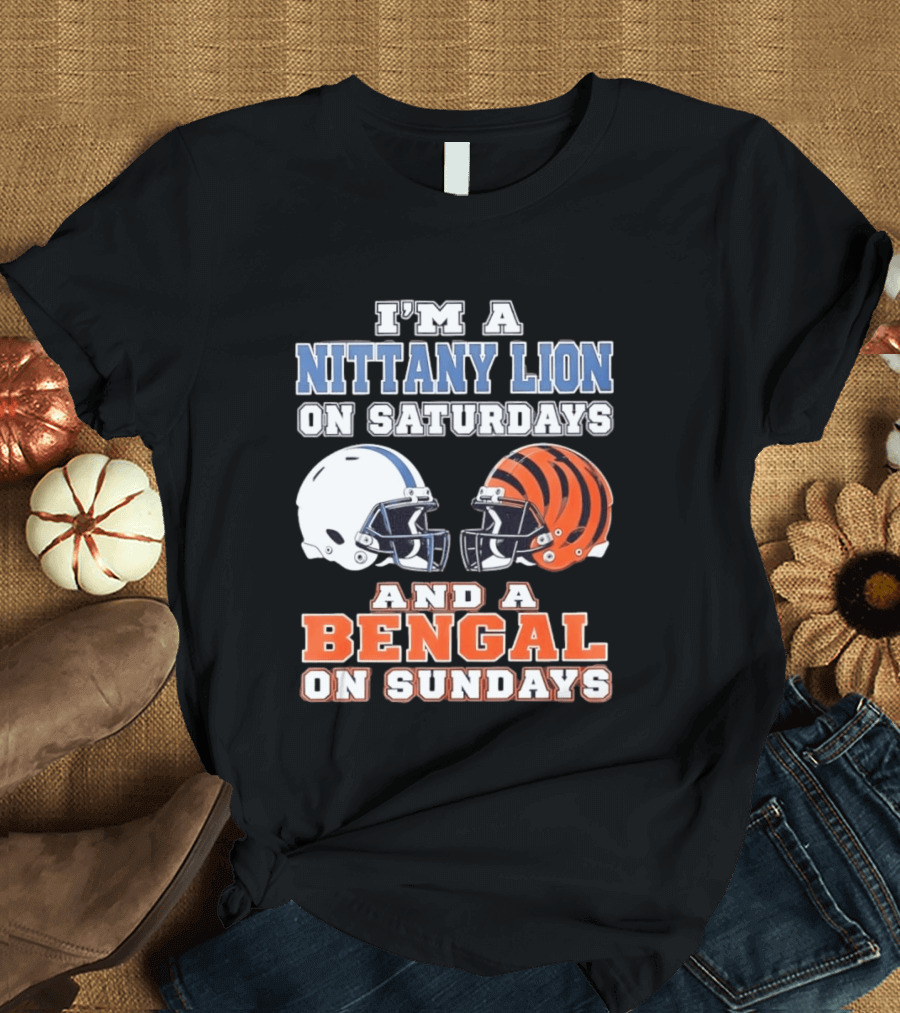 Nittany Lion On Saturdays Bengal On Sundays Football Fan Helmets T-Shirt