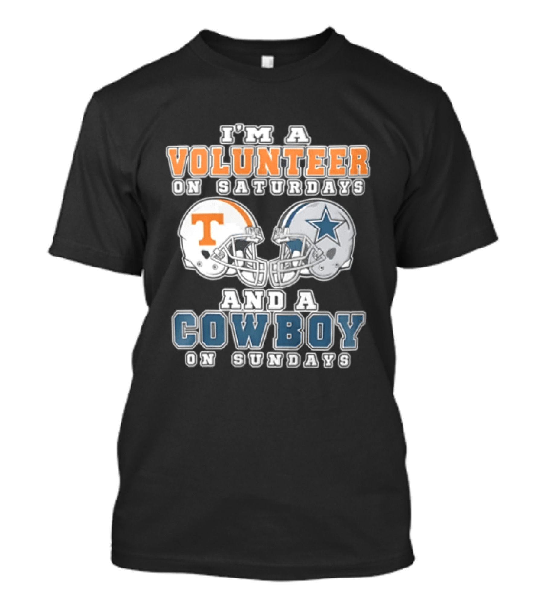 Volunteer On Saturdays Cowboy On Sundays Tennessee Dallas Football Helmets T-Shirt