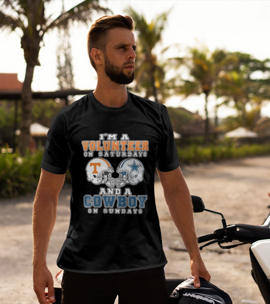 Volunteer On Saturdays Cowboy On Sundays Tennessee Dallas Football Helmets T-Shirt
