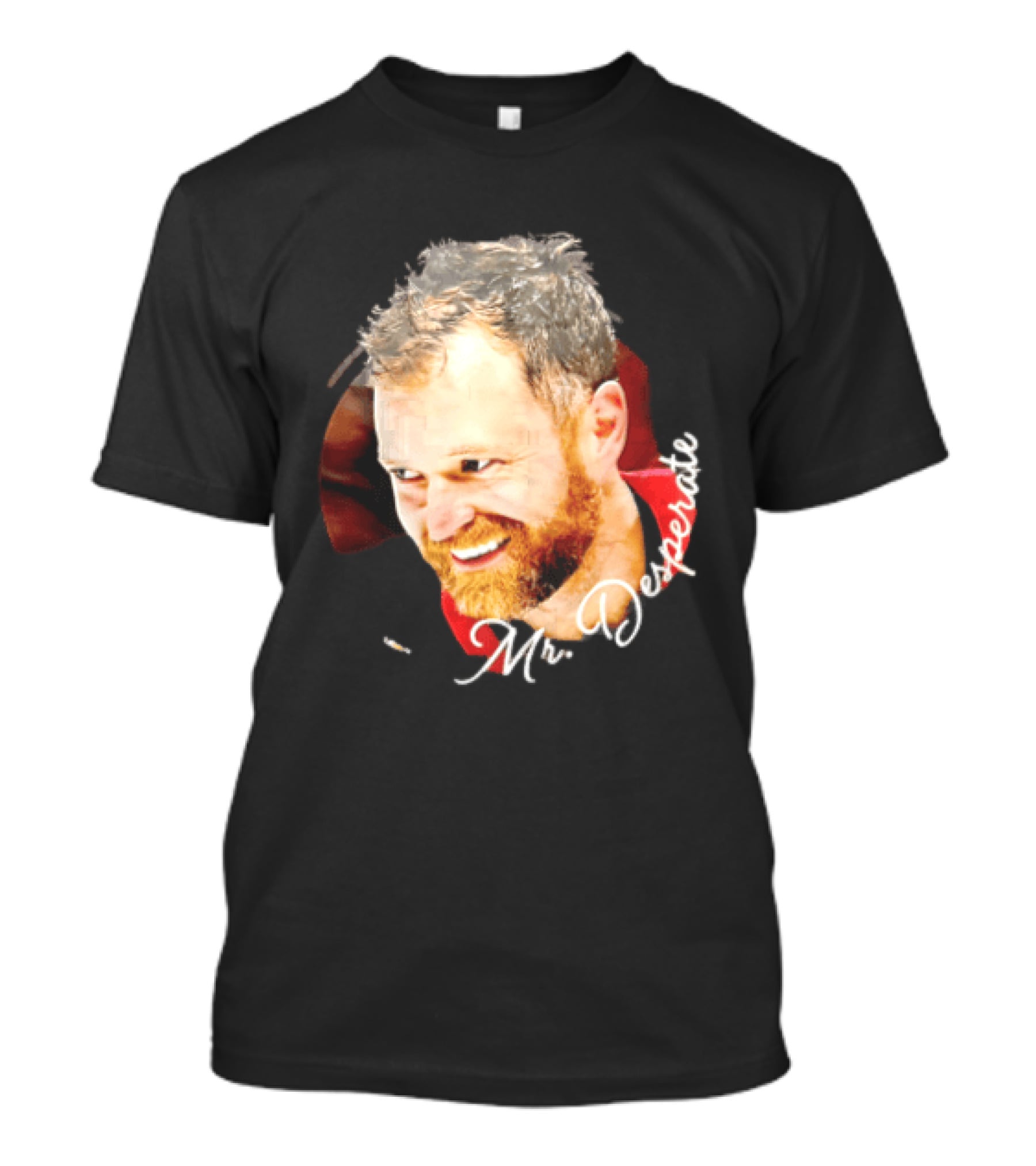 Mr Desperate Smiling Bearded Man Circular Photo T-Shirt