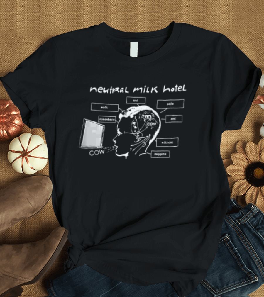 Neutral Milk Hotel Cow Head Diagram Line Soft And Safe Confirmed Concepts Maggots T-Shirt