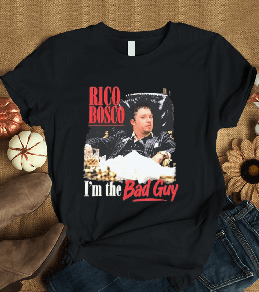 Rico Bosco I'm The Bad Guy Black Suit Reclining Chair Whiskey T-Shirt