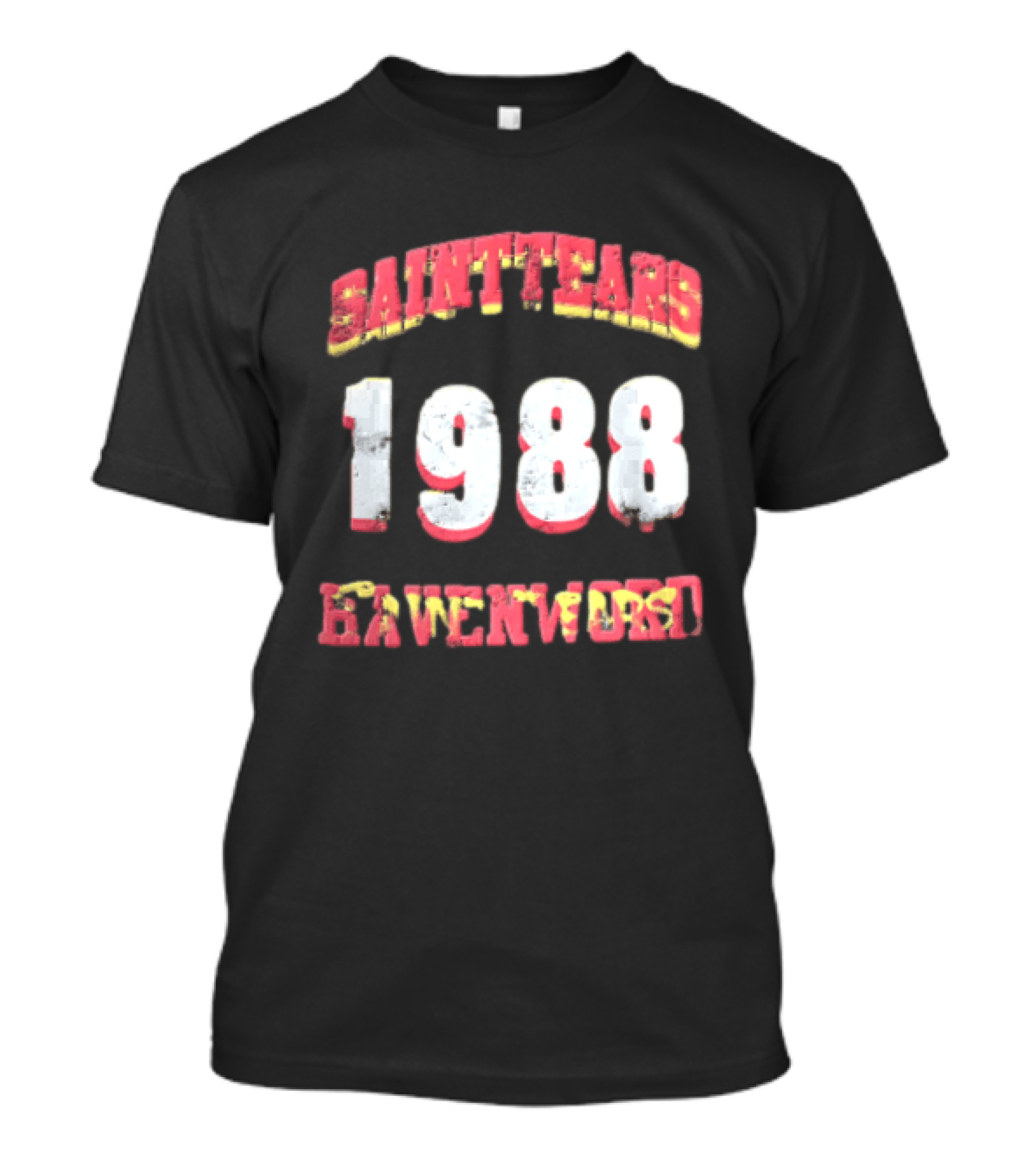 Saint Tears Havenford 1988 Distressed Athletic Block Font Numbers T-Shirt