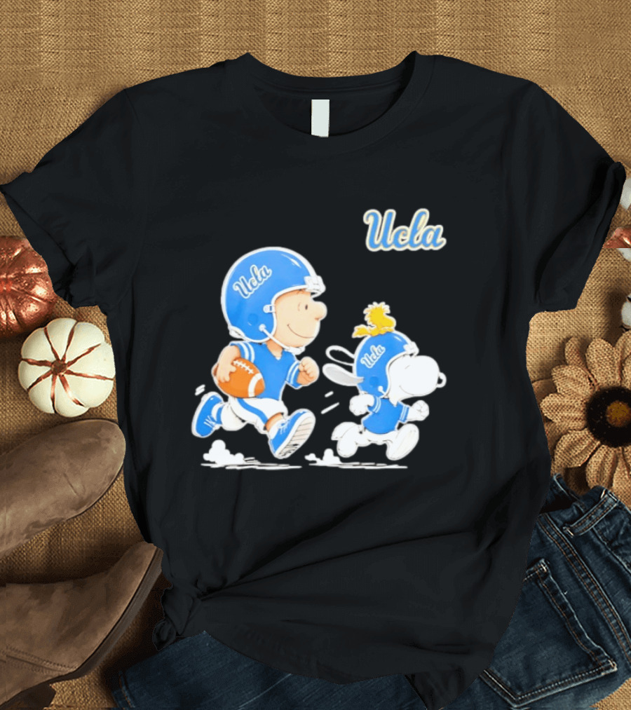 UCLA Charlie Brown Woodstock Snoopy Football NCAA Bruins Collaboration T-Shirt