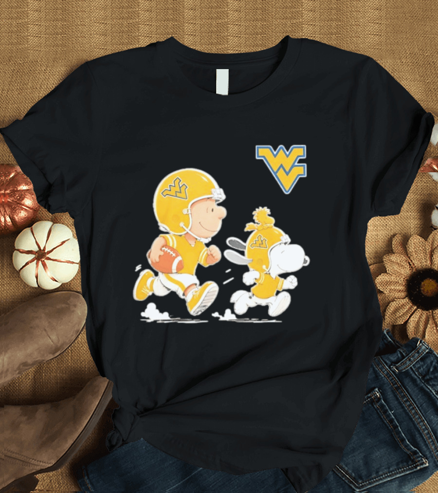 West Virginia Mountaineers Football Snoopy Woodstock Charlie Brown NCAA Running T-Shirt