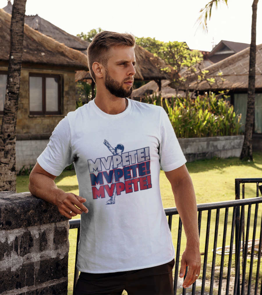 MVPETE Baseball Player Pointing Up Repeated T-Shirt