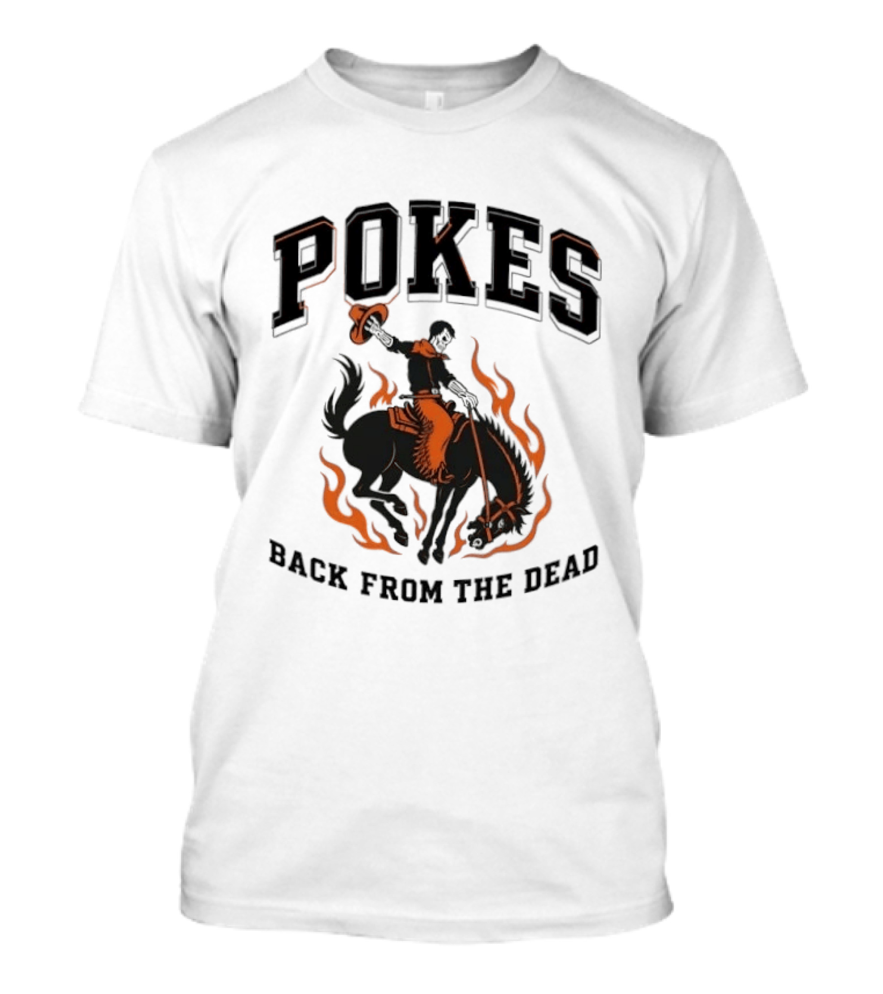 Pokes Back From The Dead Cowboy Riding Flaming Horse T-Shirt