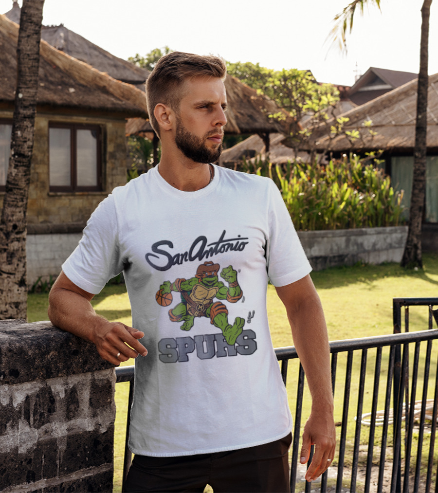 San Antonio Spurs Cartoon Turtle Cowboy Basketball T-Shirt