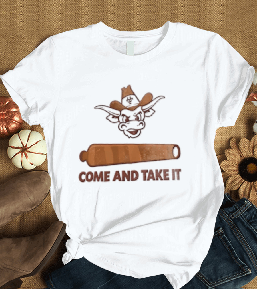 Texas Longhorns Mascot Cowboy Come And Take It Cannon T-Shirt