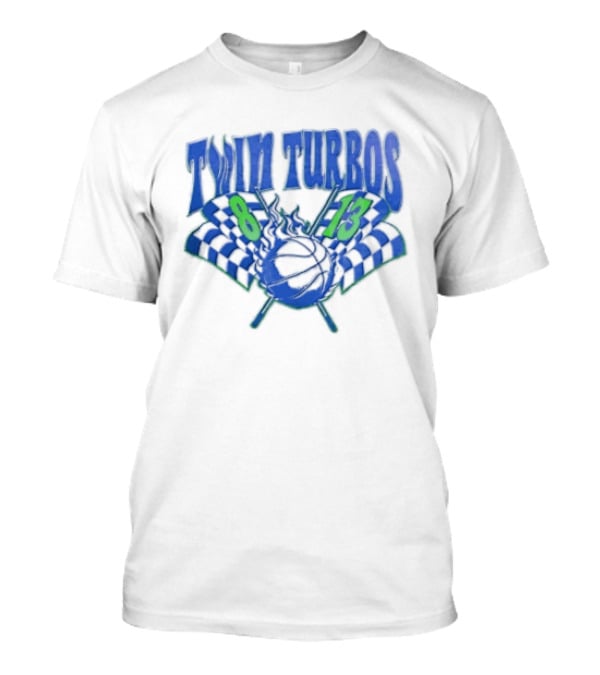 Twin Turbos 8 13 Basketball Checkered Flag Racing T-Shirt