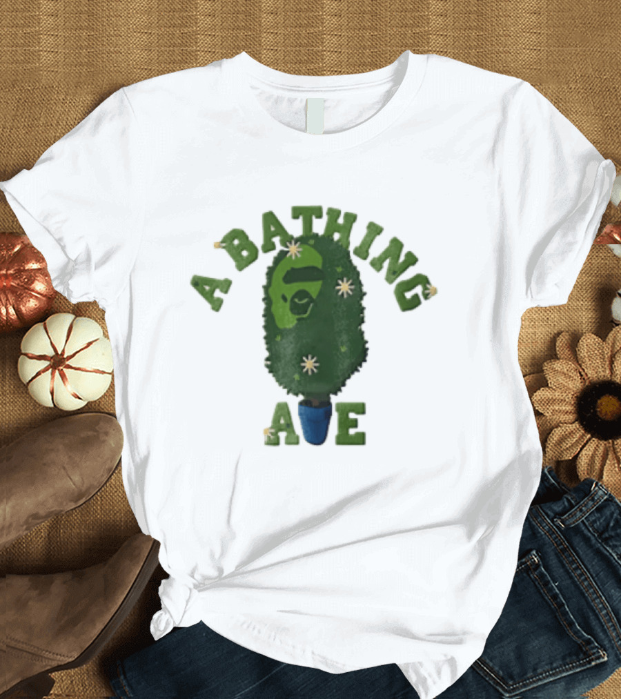 A Bathing Ape Topiary Bush Potted Blue Planter Yellow Flowers T-Shirt