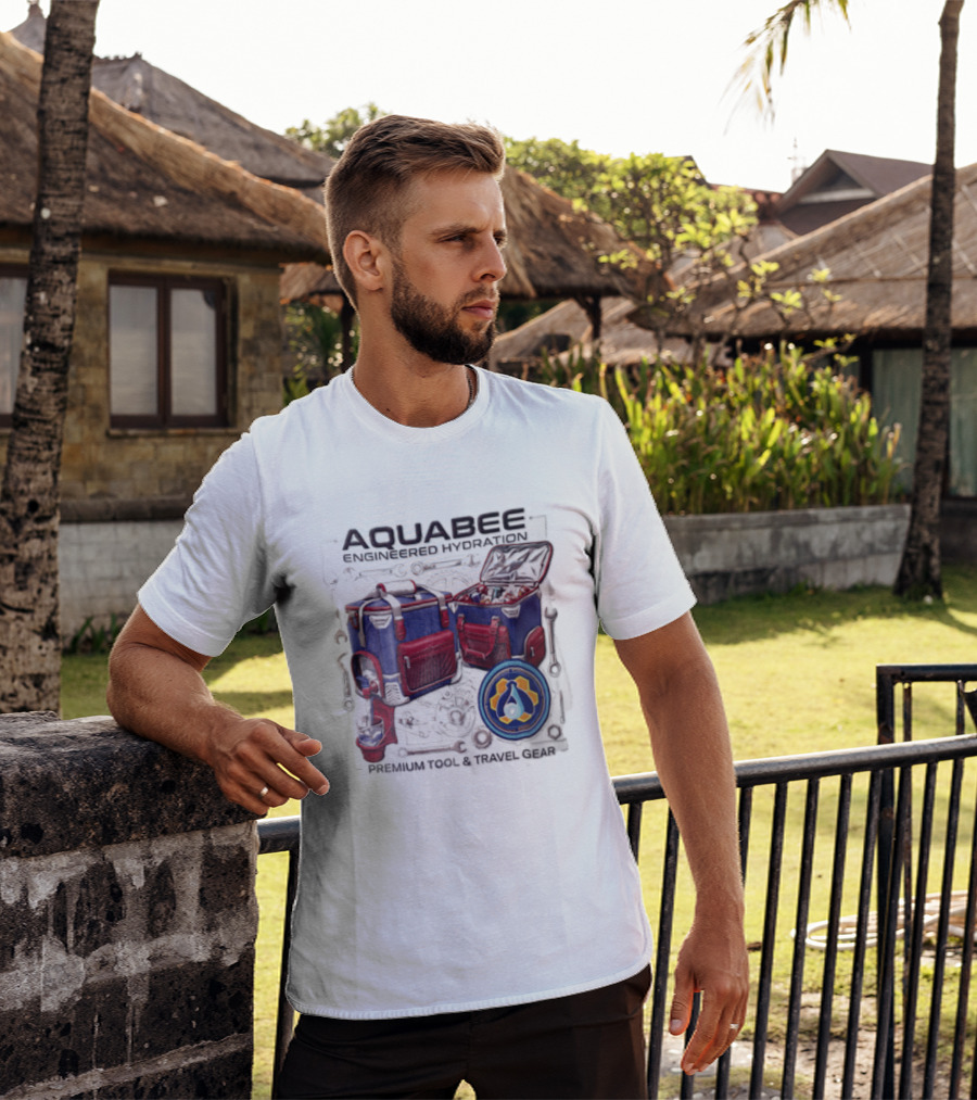 Aquabee Engineered Hydration Premium Tool And Travel Gear Cooler Blueprint T-Shirt