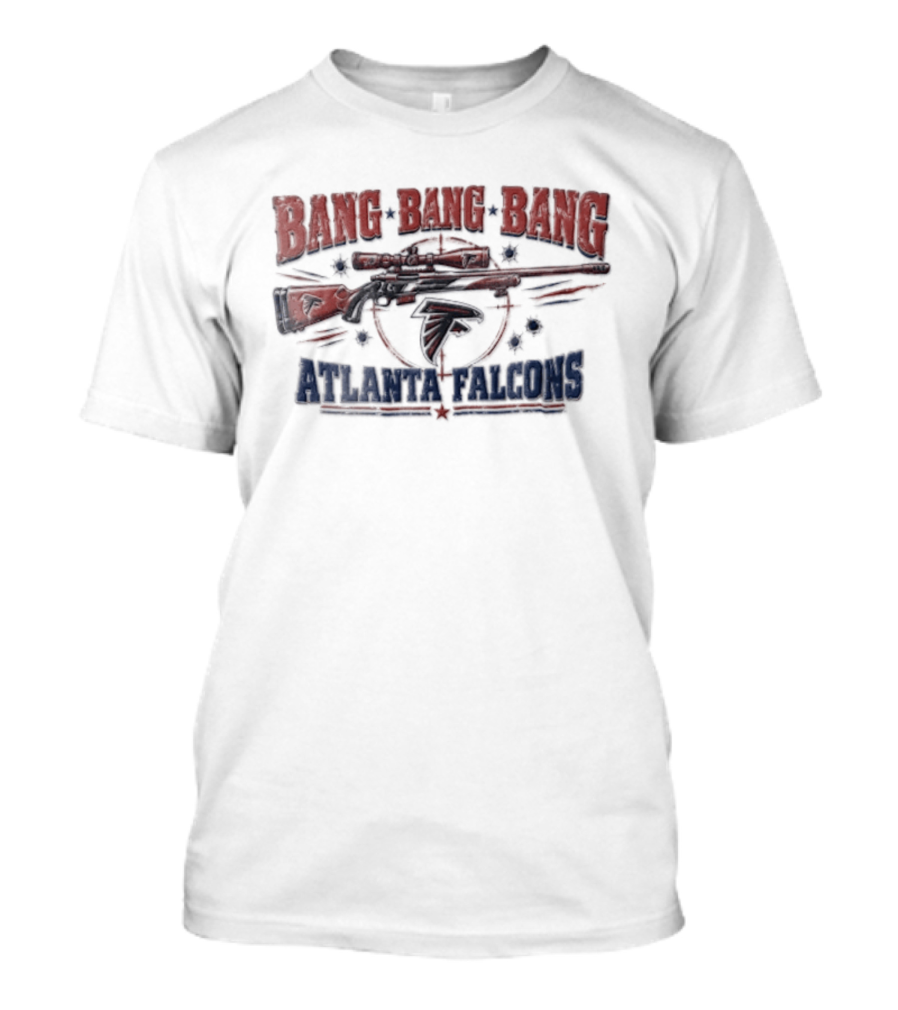 Atlanta Falcons Bang Bang Bang Sniper Rifle Crosshairs Bullet Holes T-Shirt