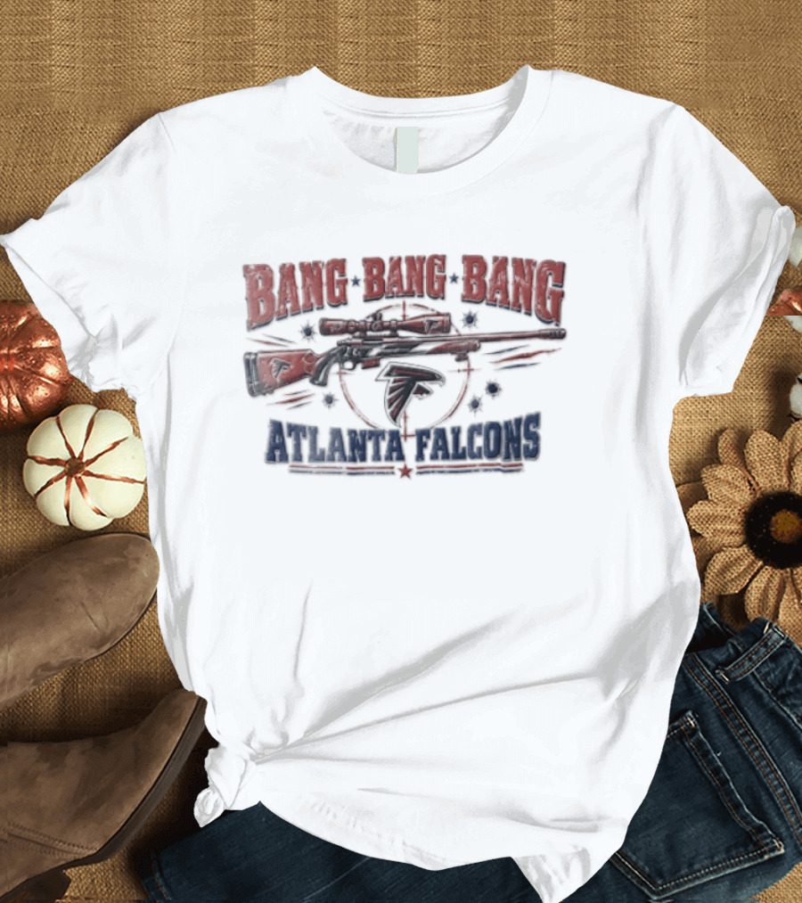 Atlanta Falcons Bang Bang Bang Sniper Rifle Crosshairs Bullet Holes T-Shirt