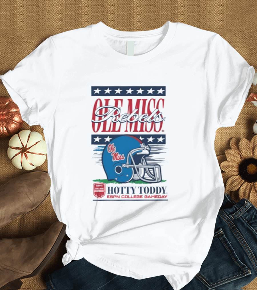 Ole Miss Rebels Helmet Hotty Toddy ESPN College Gameday T-Shirt