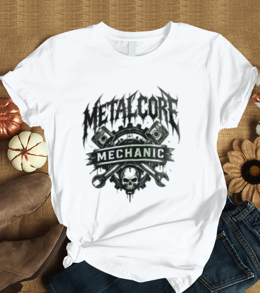 Metalcore Mechanic Skull Pistons Wrenches T-Shirt