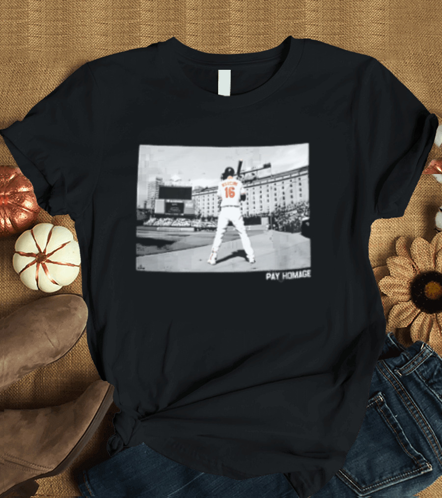 Baltimore Orioles Mancini Batter Home Plate Stadium Pay Homage T-Shirt