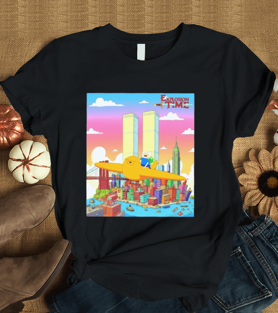 Explosion Time Adventure Finn And Jake NYC Skyline T-Shirt