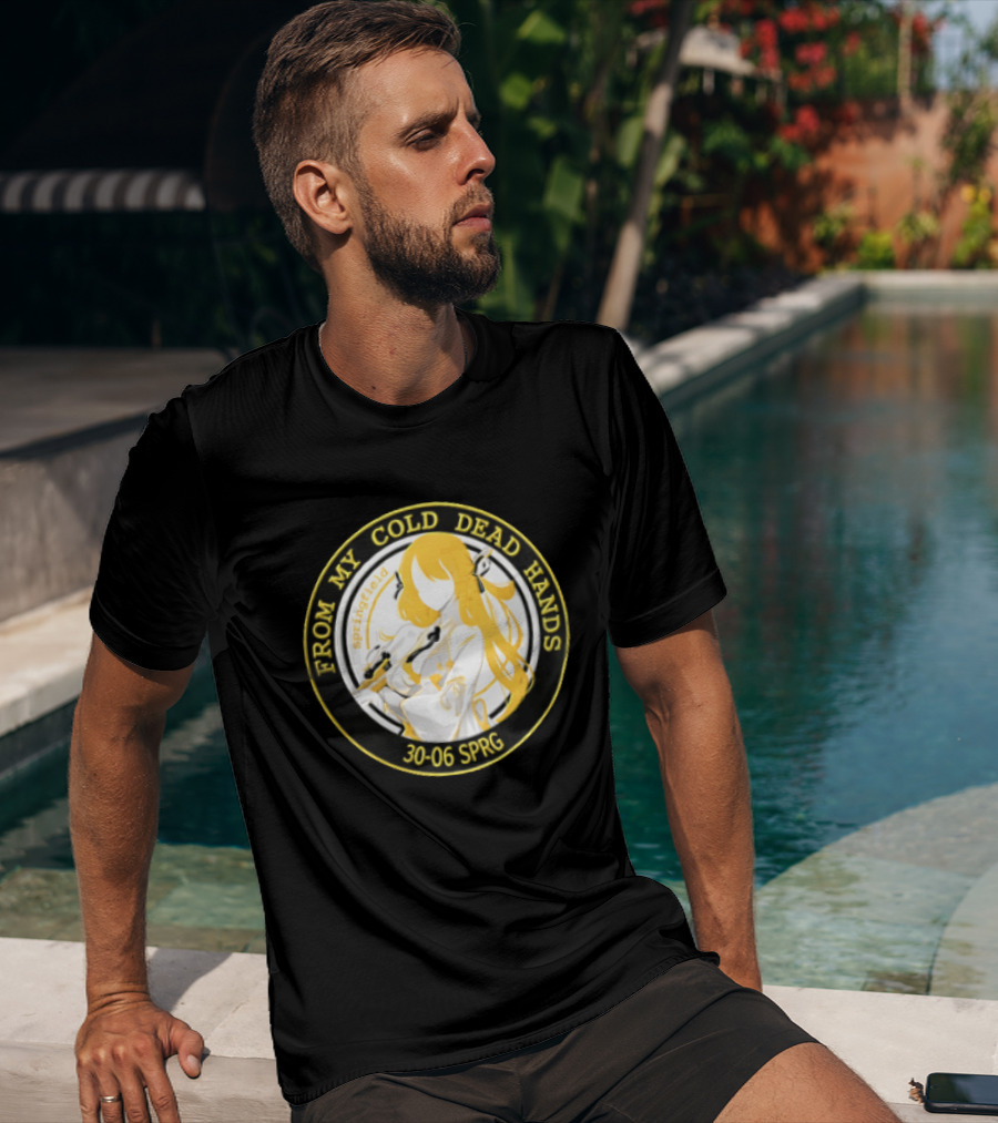 From My Cold Dead Hands Springfield 30 06 Sprg Anime Girl Yellow And Black Circle T-Shirt