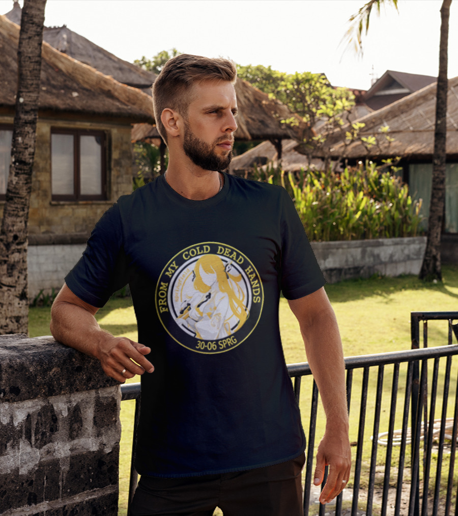 From My Cold Dead Hands Springfield 30 06 Sprg Anime Girl Yellow And Black Circle T-Shirt