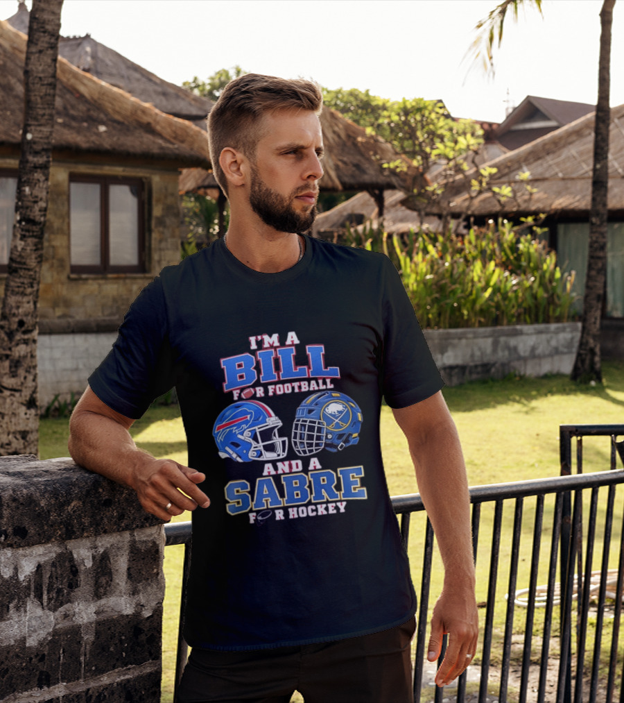 Buffalo Bill Football And Sabre Hockey Fan Helmets T-Shirt