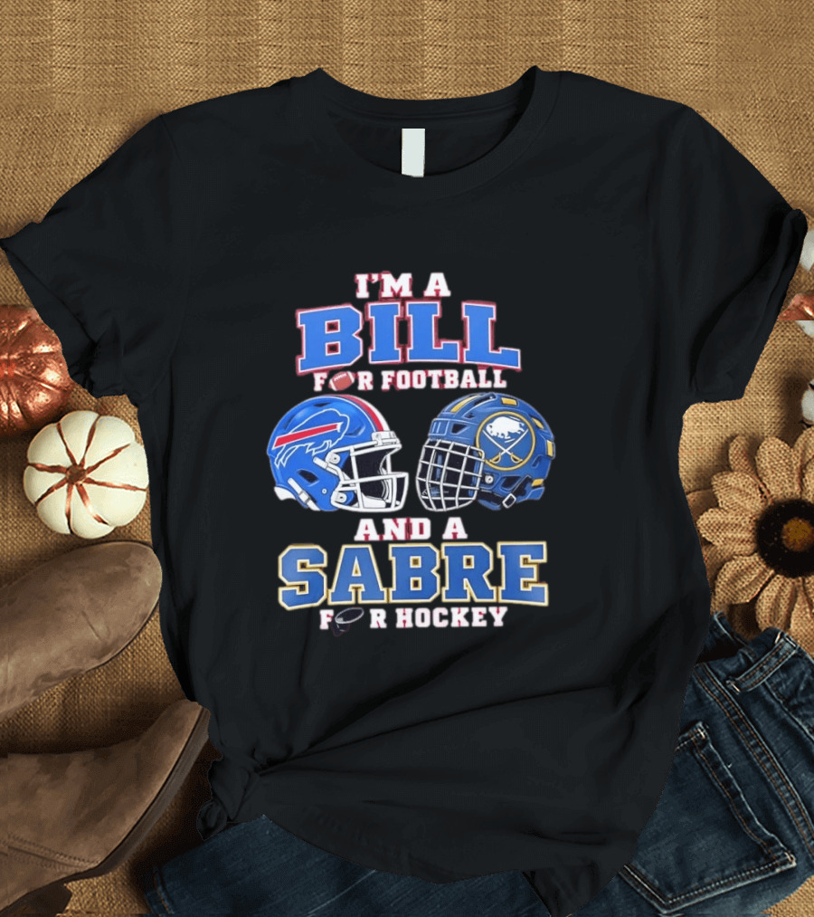 Buffalo Bill Football And Sabre Hockey Fan Helmets T-Shirt