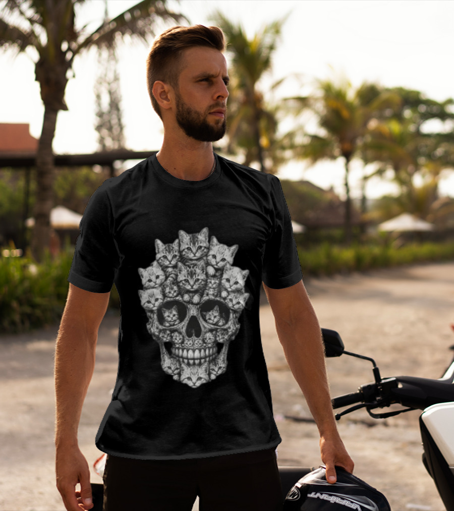 Tabby Kittens Forming Skull Image T-Shirt