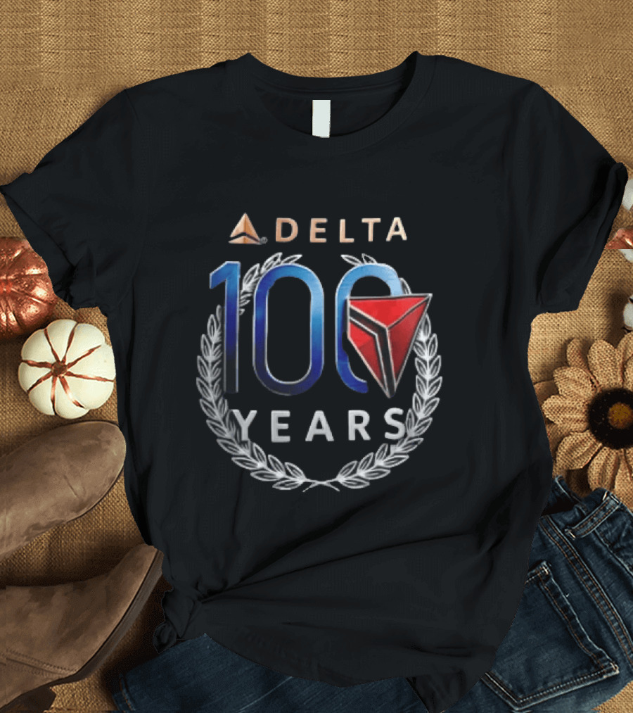 Delta 100 Years Laurel Wreath Anniversary T-Shirt