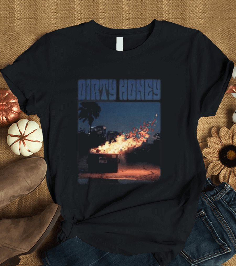 Dirty Honey Dumpster Fire Album Cover Vintage Aesthetic T-Shirt