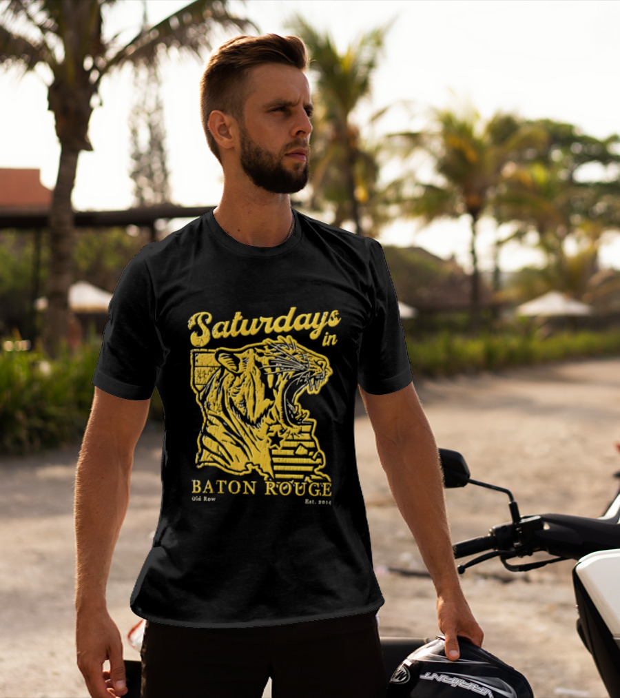 Saturdays In Baton Rouge Kyle Row Miami OH Roaring Tiger Head Louisiana Est 2014 T-Shirt