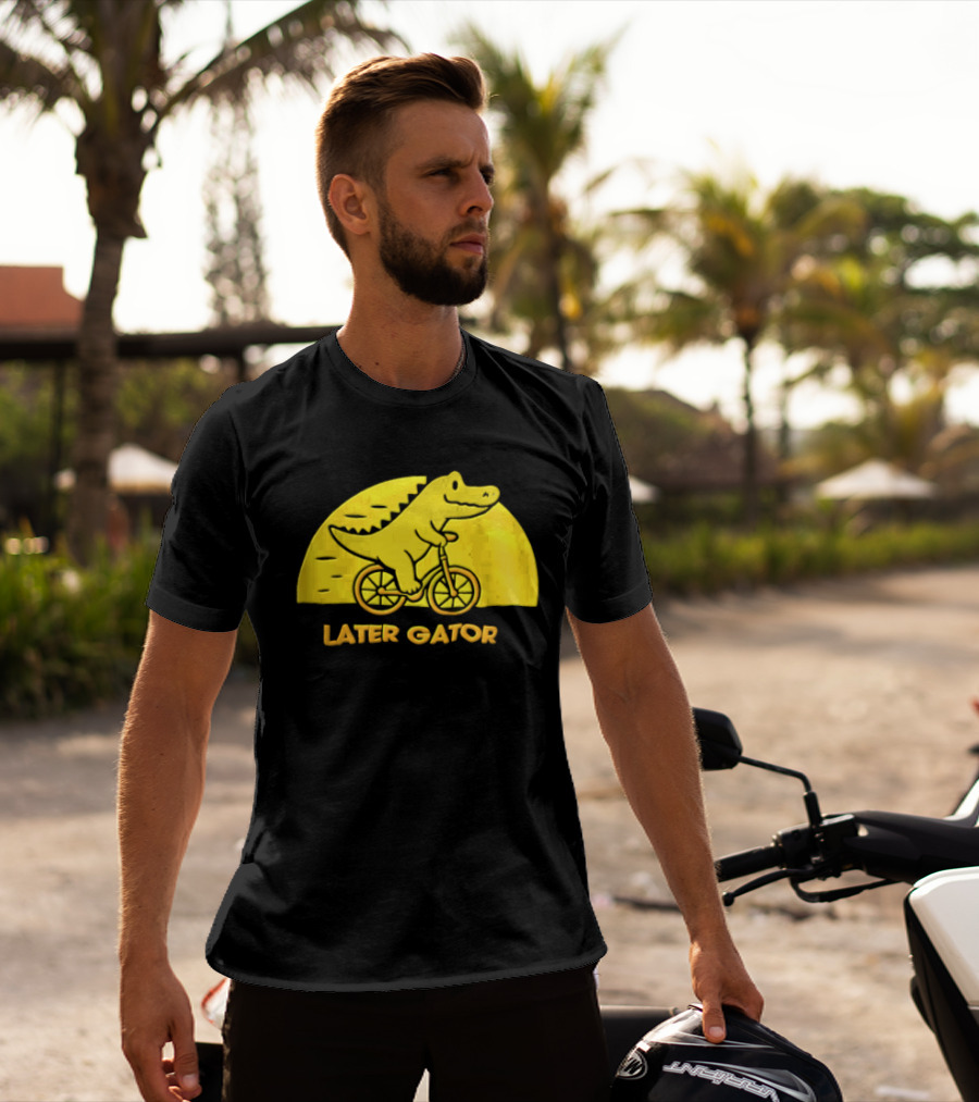 Later Gator Riding Bicycle Fun T-Shirt