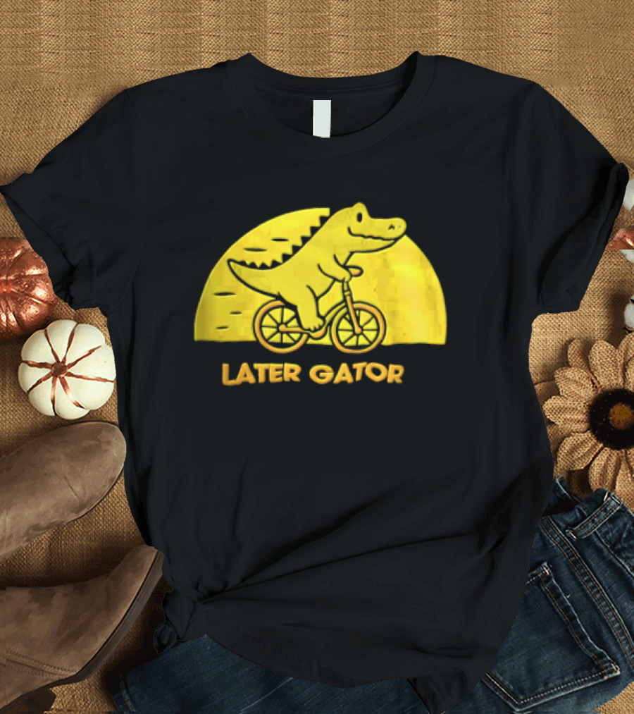 Later Gator Riding Bicycle Fun T-Shirt