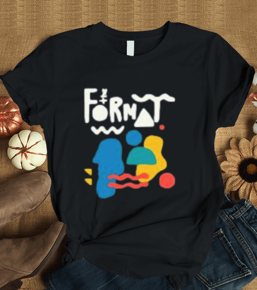The Format Shop Abstract Shapes Colorful Graphic Black Zip T-Shirt