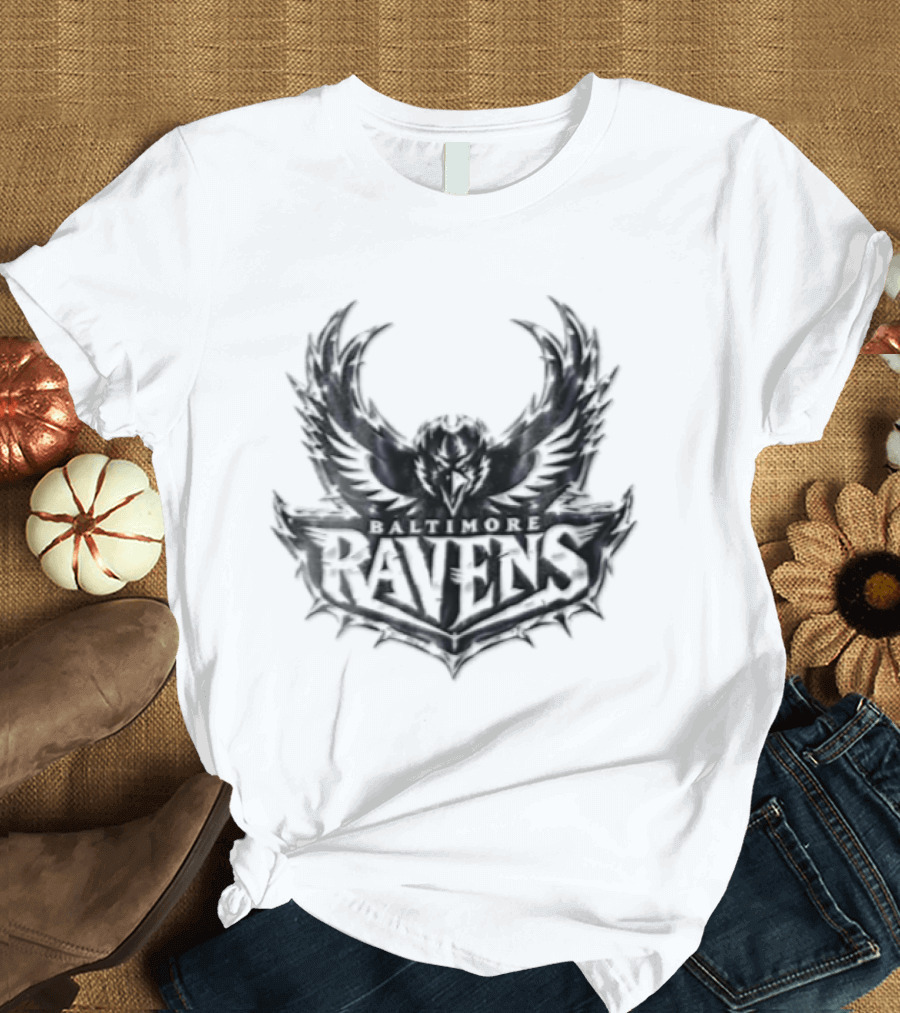 Baltimore Ravens Purple Metallic Bird Ravens T-Shirt