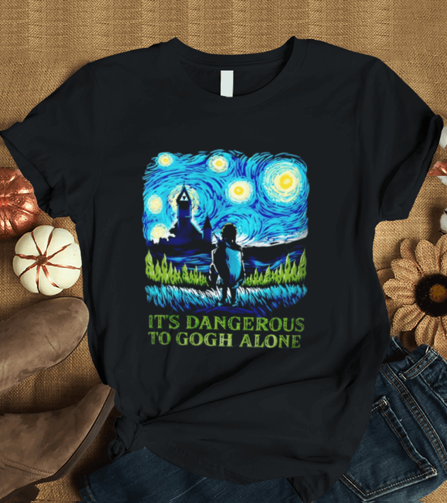 The Legend Of Zelda It's Dangerous To Gogh Alone Starry Night Link Standing T-Shirt