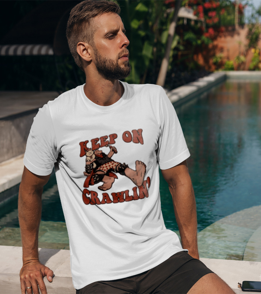 Keep On Crawlin Fat Freddys Cat Cartoon Man Holding Dynamite Cat T-Shirt