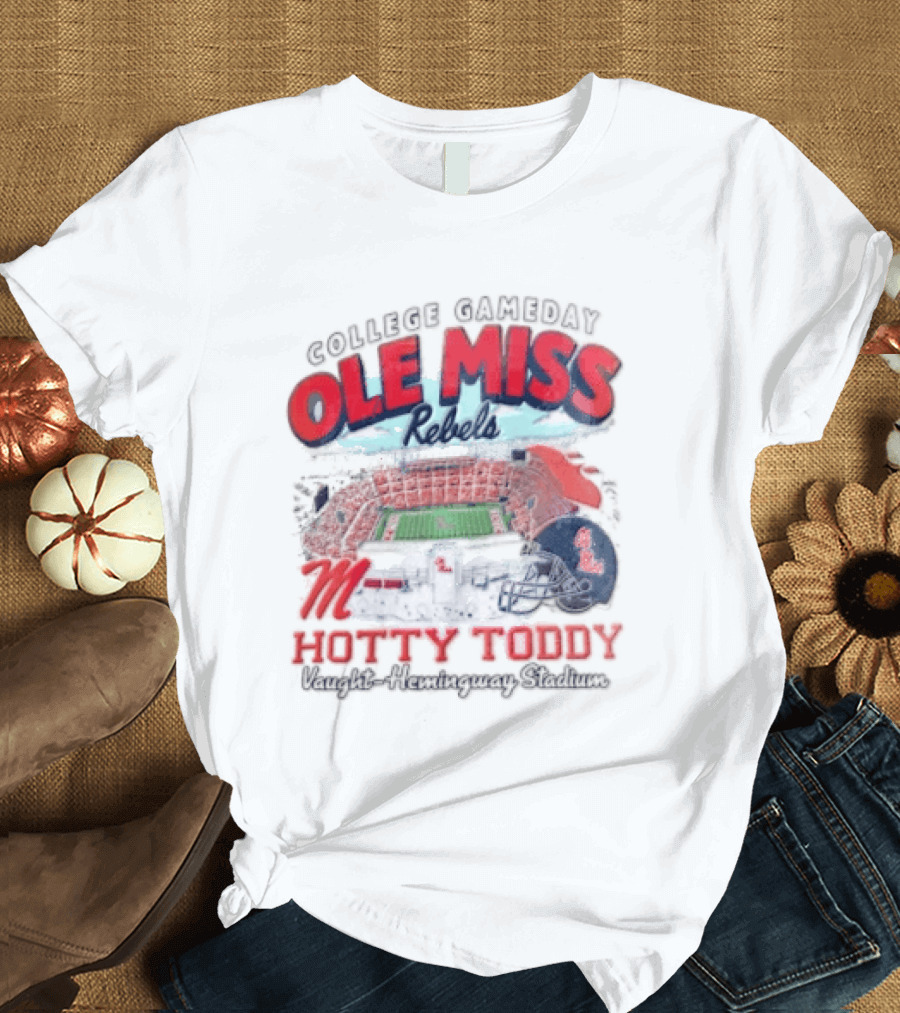 College Gameday Ole Miss Rebels Hotty Toddy Football Stadium Helmet T-Shirt