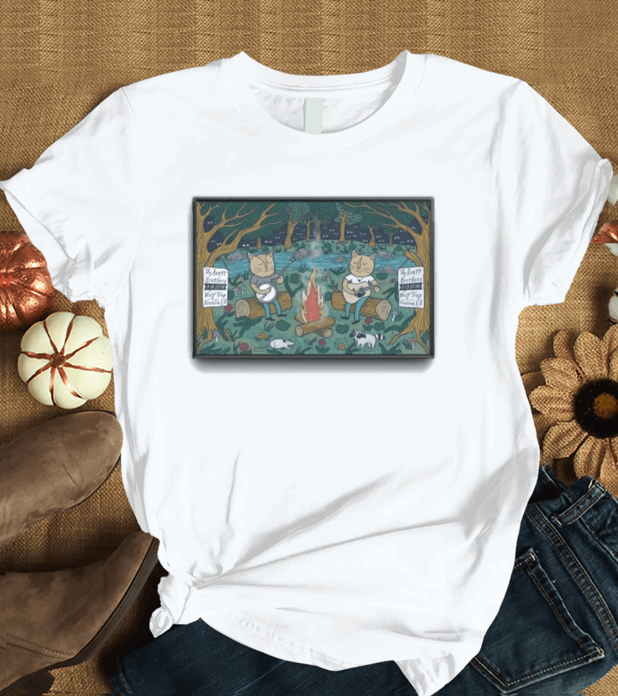 The Avett Brothers Vienna VA Tour 9 18 2026 Cats Playing Instruments By Campfire T-Shirt