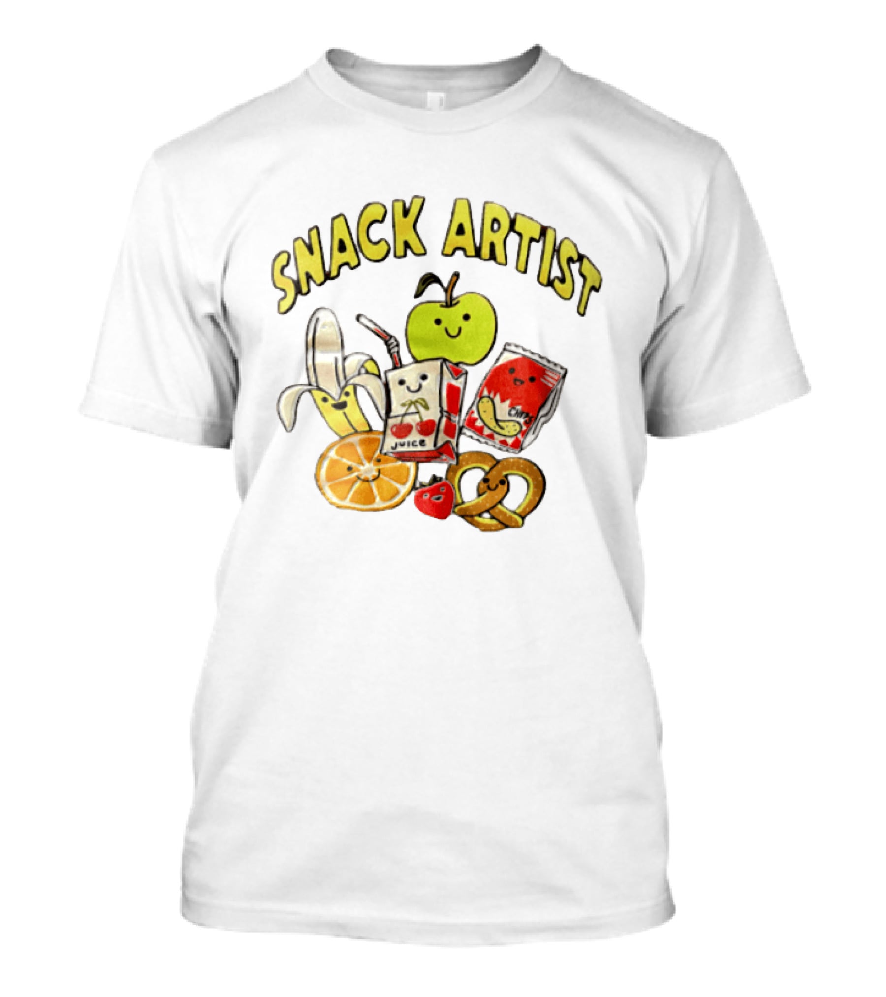Snacks Juice Banana Apple Chips Pretzel Orange Cartoon T-Shirt
