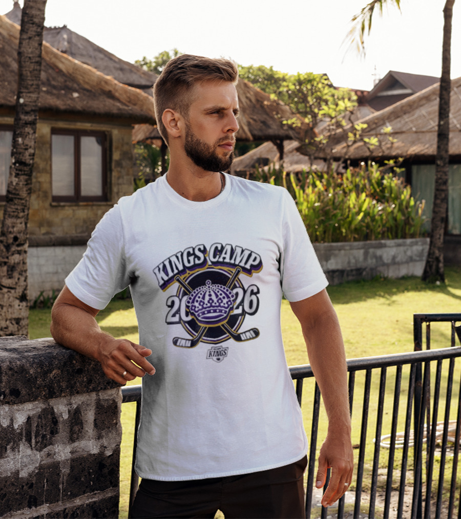 Kings Camp 2026 Los Angeles Crown Crossed Hockey Sticks T-Shirt