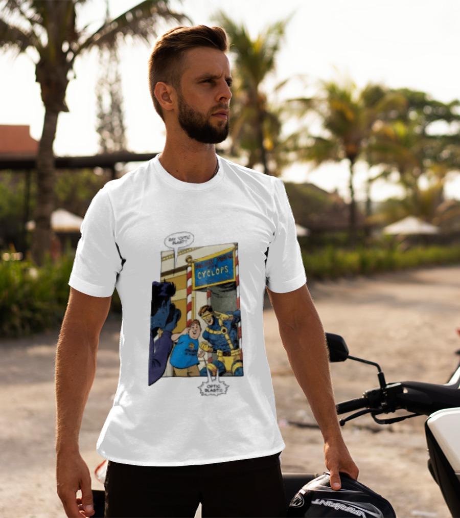 Cyclops Optic Blast Pose Comic Panel Marvel X Men Humor T-Shirt